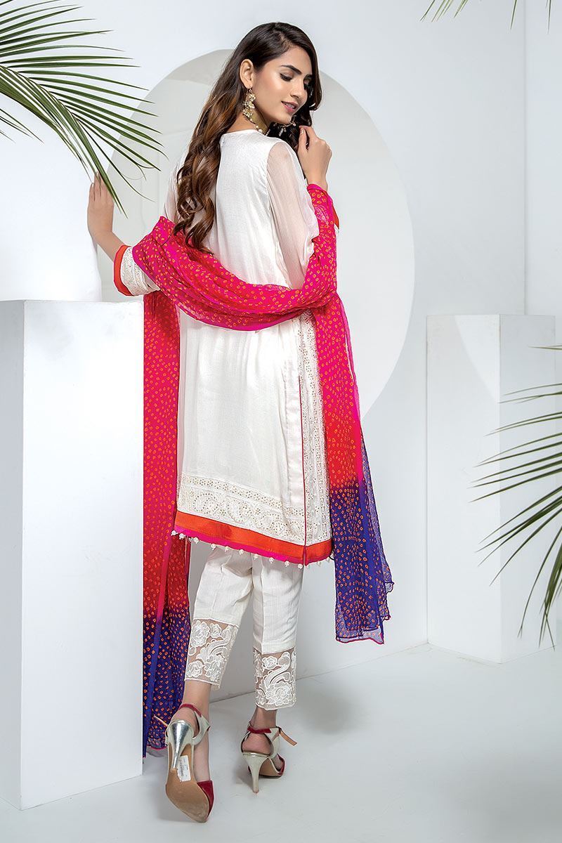 White dress with 2024 red chunri dupatta