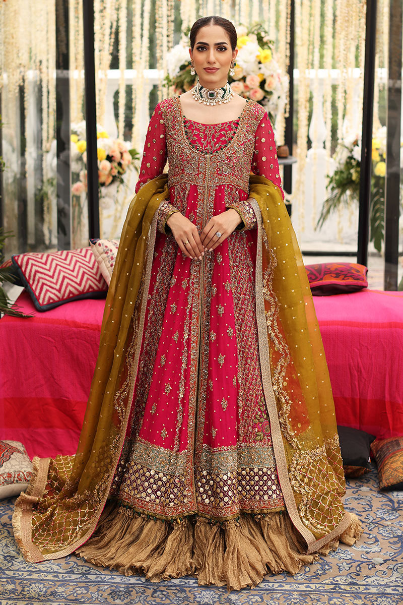 Jamawar Lehenga with Choli and Dupatta Bridal Dress – Nameera by Farooq