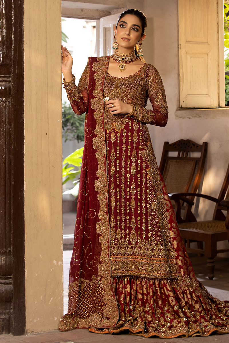 Heavy Red Indian Bridal Lehenga with Long Shirt for Barat – Nameera by  Farooq